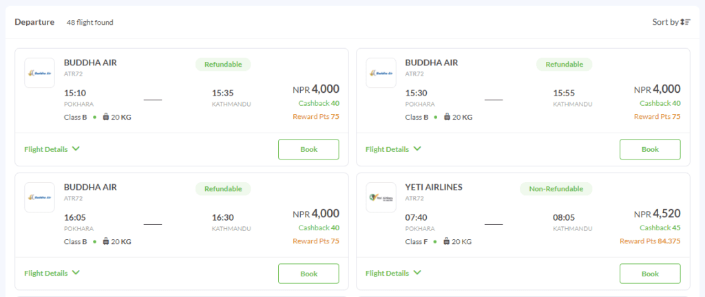 plane ticket price in Nepal buddha air and yeti airlines
