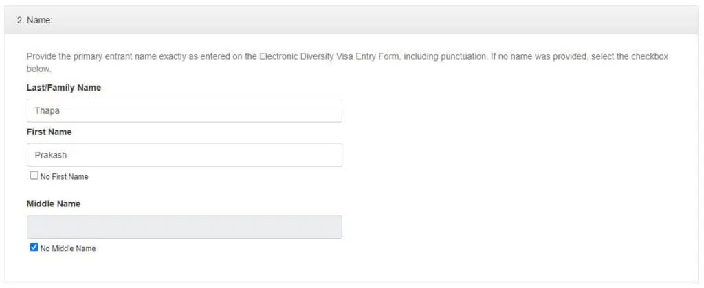 recover Diversity Visa Lottery Confirmation Number name