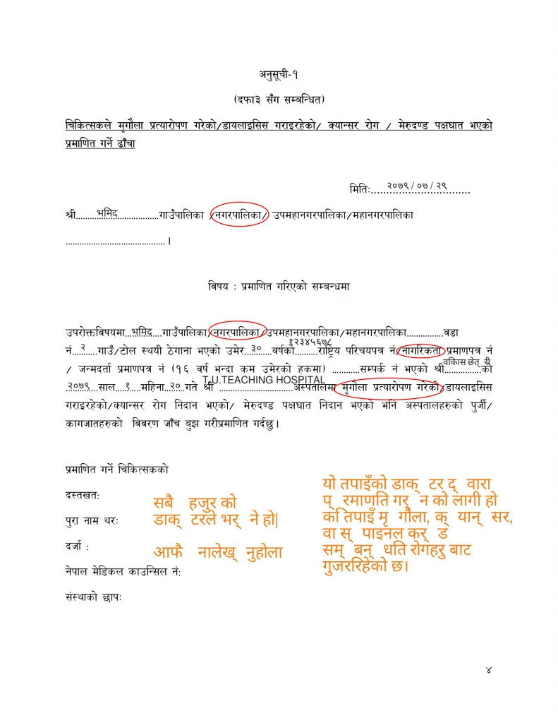 Medicine allowance in Nepal step by step application process