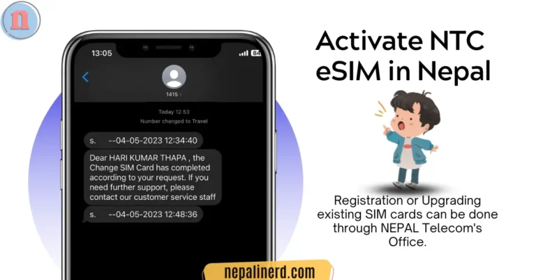 NTC eSIM activation and registration process