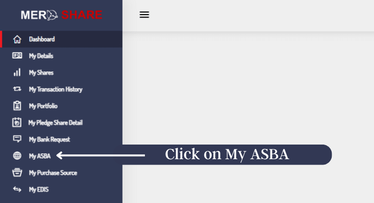Second Step - Click On My ASBA | IPO Check