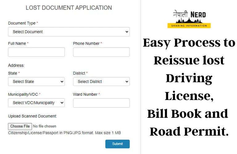 How To Reissue Lost Driving License Bill Book And Permit