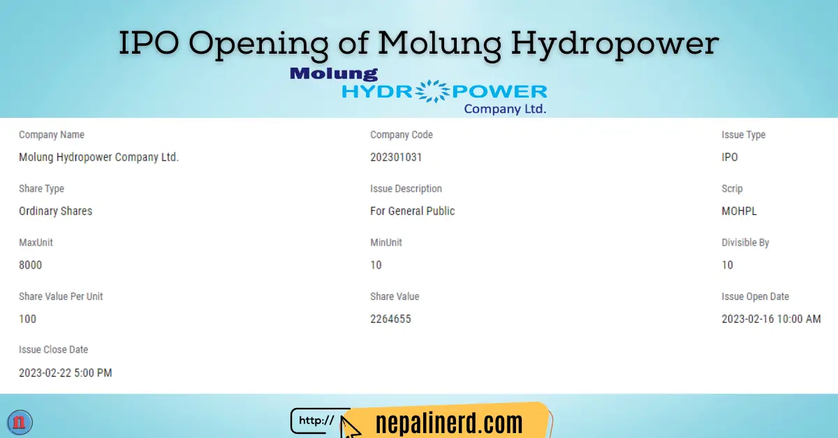 Molung Hydropower IPO