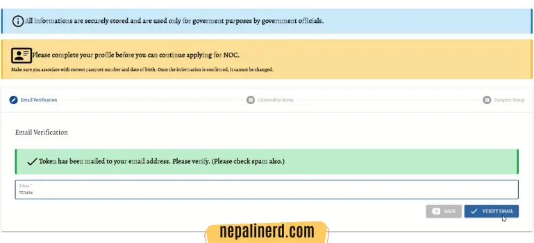 Email Verification for NOC